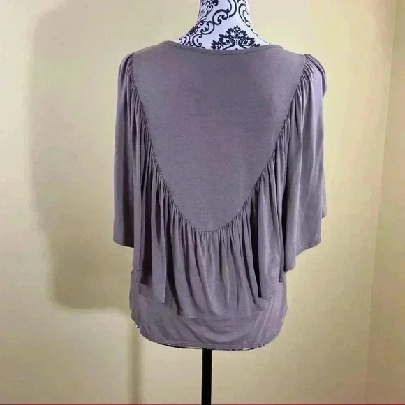 Anthro Annabelle Lavender Western Cowgirl Rayon Ruffle Scoop Peasant Top Size S - Picture 7 of 9
